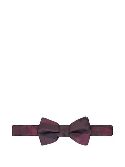 Valentino Garavani Camouflage Bow Tie In Burgundy