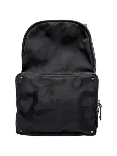 Pre-owned Valentino Garavani Camouflage Jacquard Backpack In Black