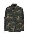 Valentino Men Cotton Jacket With Camouflage Motif In Green