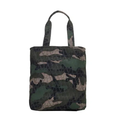 Valentino Garavani Camouflage-pattern Tote Bag In Black