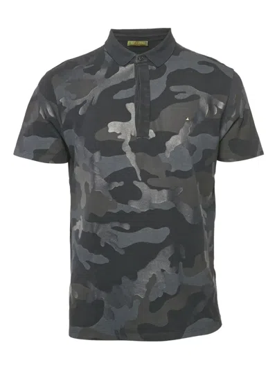 Pre-owned Valentino Camouflage Piqué Polo Shirt In Blue