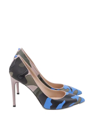 Pre-owned Valentino Garavani Camouflage Pointed Pumps In Green