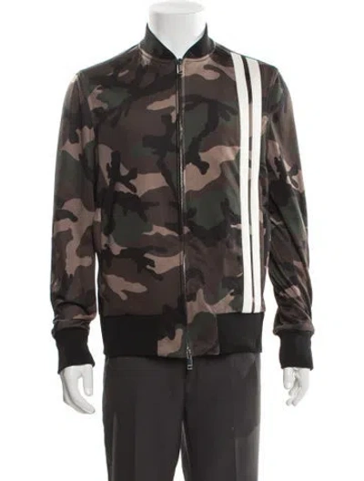 Pre-owned Valentino Camouflage Print Bomber Jacket In Green