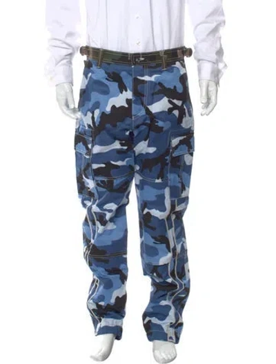 Pre-owned Valentino Camouflage Print Cargo Pants W/ Tags In Blue