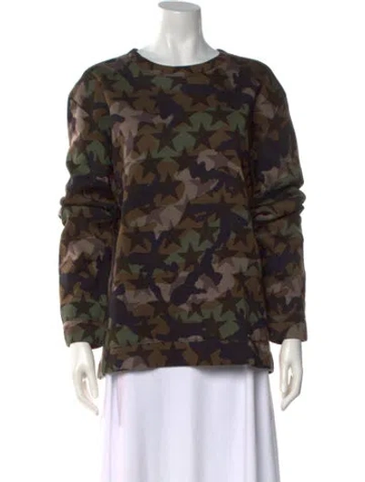 Pre-owned Valentino Camouflage Print Crew Neck Sweatshirt In Brown