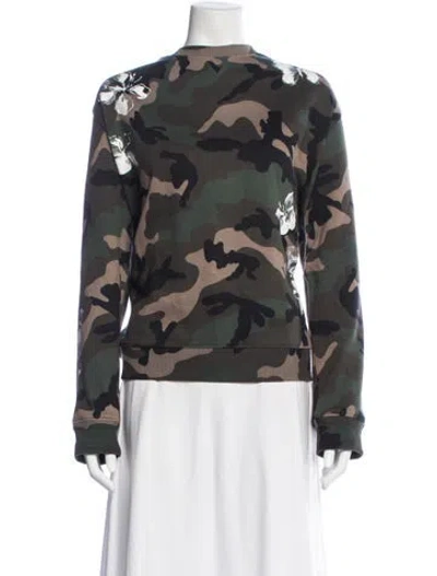 Pre-owned Valentino Camouflage Print Crew Neck Sweatshirt In Multi