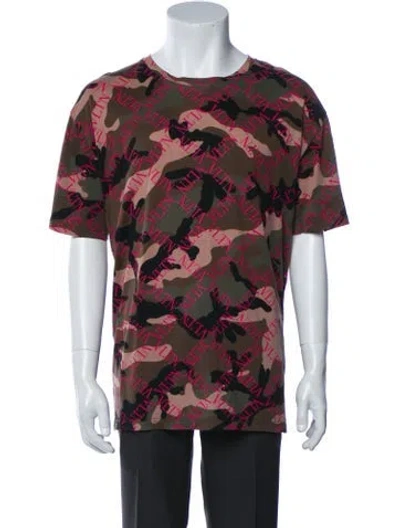 Pre-owned Valentino Camouflage Print Crew Neck T-shirt In Brown