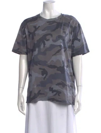 Pre-owned Valentino Camouflage Print Crew Neck T-shirt In Gray