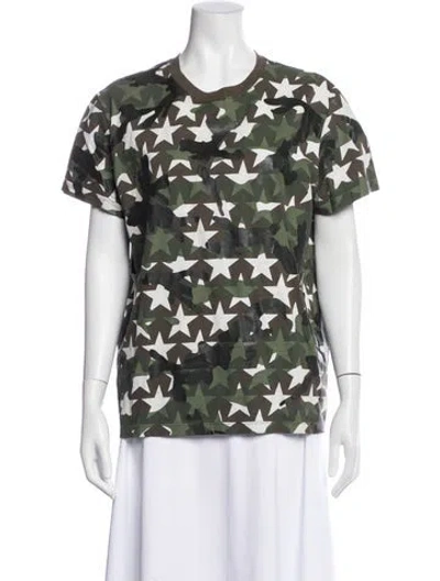 Pre-owned Valentino Camouflage Print Crew Neck T-shirt In Green