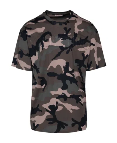 Valentino Camouflage-print Logo T-shirt In Black
