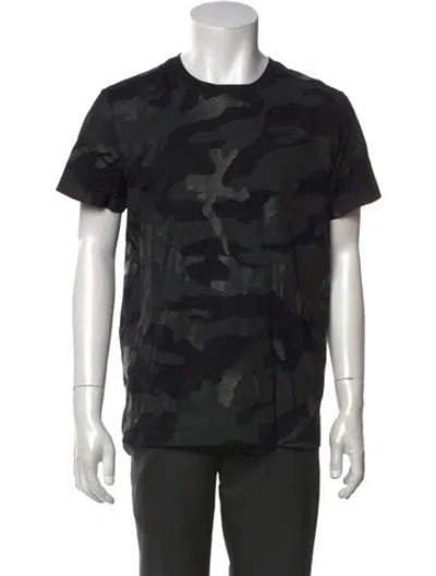 Pre-owned Valentino Camouflage Print Short Sleeve Shirt In Black