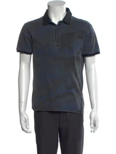 Pre-owned Valentino Camouflage Print Short Sleeve Shirt In Blue