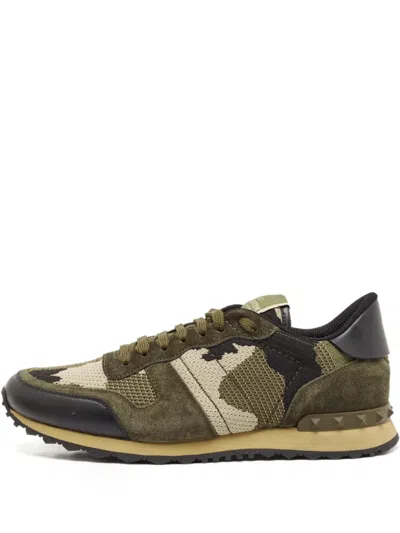 Pre-owned Valentino Garavani Camouflage-print Sneakers In Green