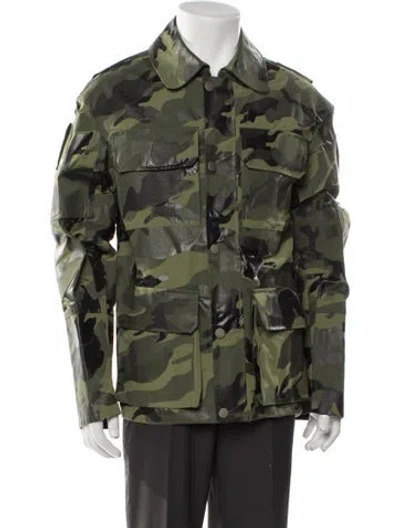 Pre-owned Valentino Camouflage Print Utility Jacket In Green