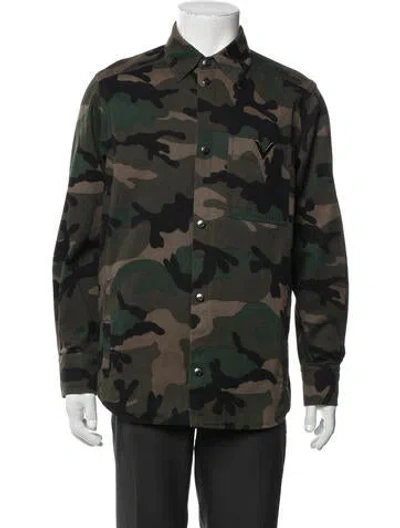 Pre-owned Valentino Camouflage Print Utility Jacket W/ Tags In Green