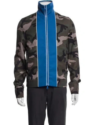 Pre-owned Valentino Camouflage Print Windbreaker In Blue