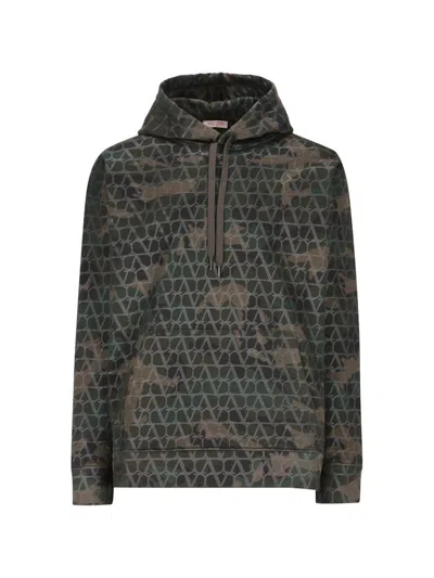 VALENTINO VALENTINO CAMOUFLAGE PRINTED DRAWSTRING HOODIE