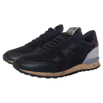 Pre-owned Valentino Garavani Valentino, Camouflage Rockrunner Sneakers In Black/bordeaux In Size 39