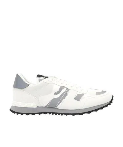 Valentino Garavani Camouflage Rockrunner Sneakers In White