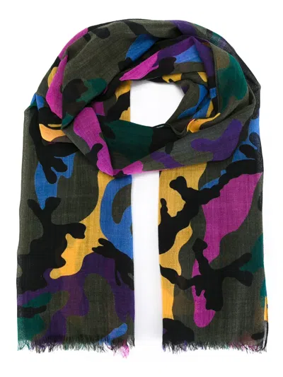 Valentino Camouflage Scarf In Black