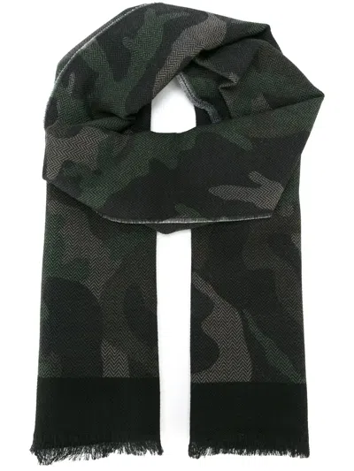 Valentino Camouflage Scarf In Grey