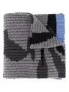 Valentino Camouflage Pattern Knitted Scarf In Grey