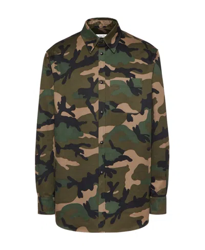 Valentino Camouflage Shirt Jacket In Brown