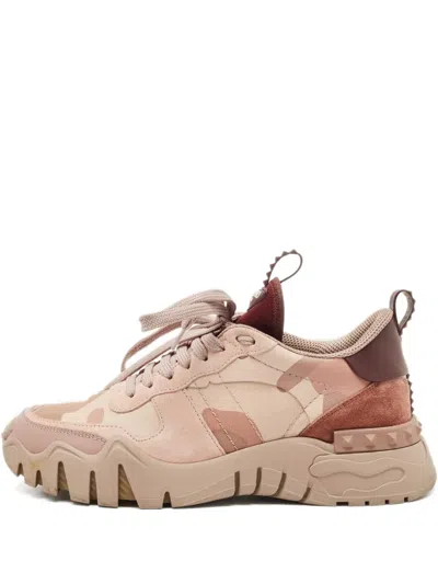 Pre-owned Valentino Garavani Camouflage Sneakers In Pink