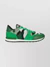 Valentino Camouflage Sneakers With Mesh And Rubber Sole In Green