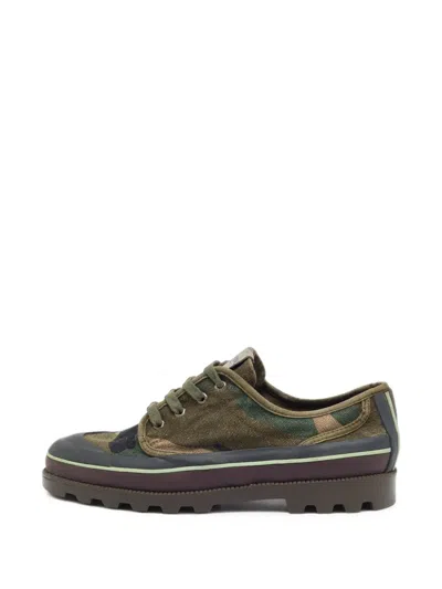 Pre-owned Valentino Garavani Camouflage-pattern Low-top Sneakers In Green