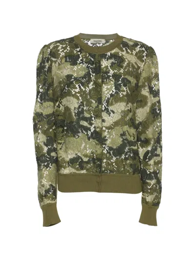 Pre-owned Valentino Camouflage-print Lace Cardigan In Green