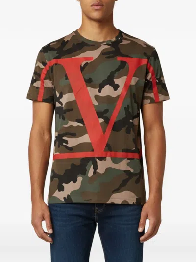 Pre-owned Valentino Camouflage-print T-shirt In Green