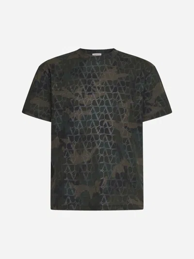 Valentino Toile Iconographe Camouflage-print T-shirt In Green