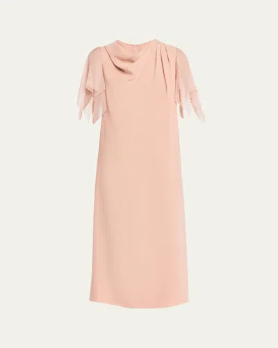 Valentino Campiona Draped Silk Dress In Multi