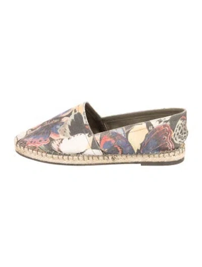 Pre-owned Valentino Garavani Camubutterfly Print Canvas Espadrilles In Brown