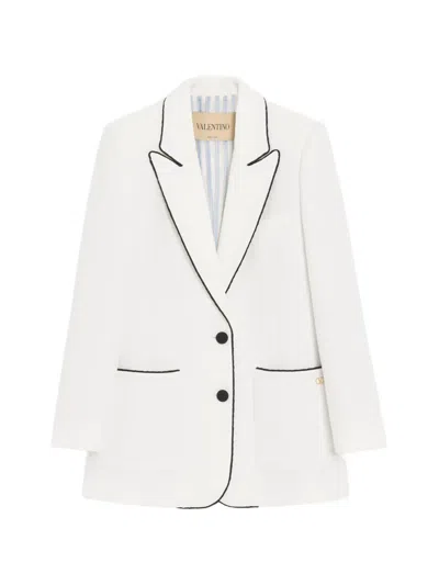Valentino Canestrello Cotton Tweed Jacket In White