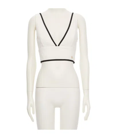 Valentino Canestrello Cotton Tweed Top In Neutral