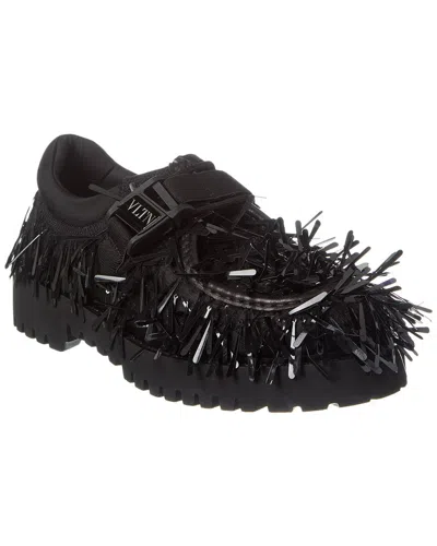 Valentino Garavani Canvas & Leather Oxford In Black