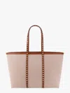 Valentino Canvas And Leather Shoulder Bag With Iconic Studs