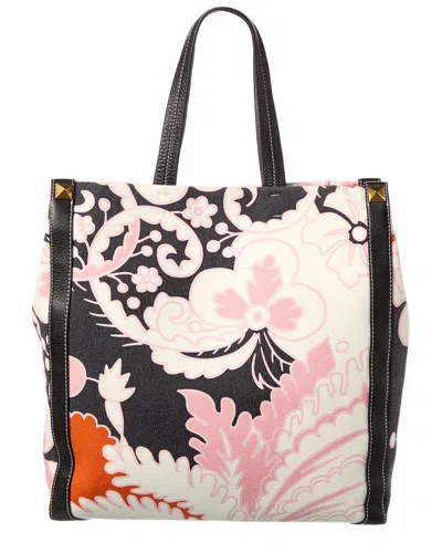 Valentino Garavani Valentino Canvas & Leather Tote In Black
