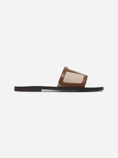 VALENTINO GARAVANI CANVAS AND NAPPA VIVA SUPERSTAR SLIDE SANDALS