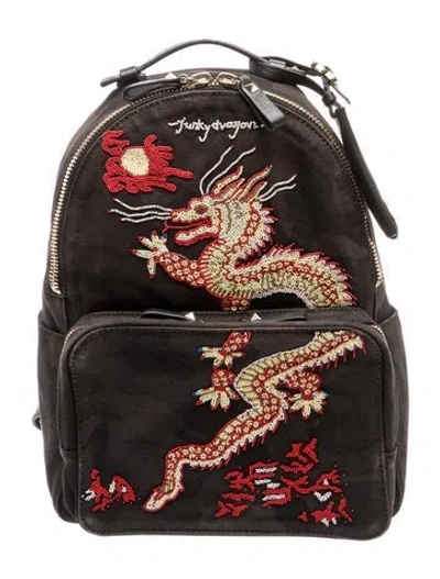 Pre-owned Valentino Garavani Canvas Backpack In Black
