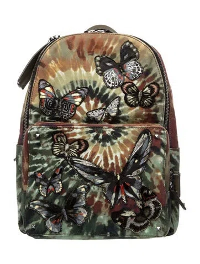Pre-owned Valentino Garavani Canvas Backpack W/ Tags In Green