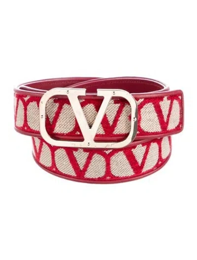 Pre-owned Valentino Garavani Canvas Belt In Neutral