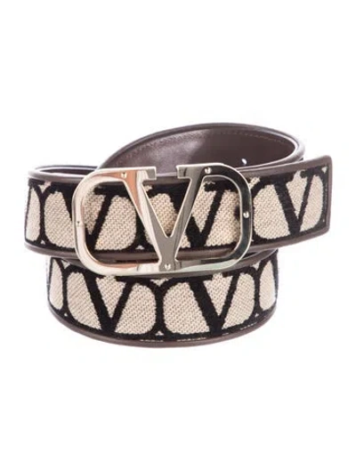 Pre-owned Valentino Garavani Canvas Belt In Neutral