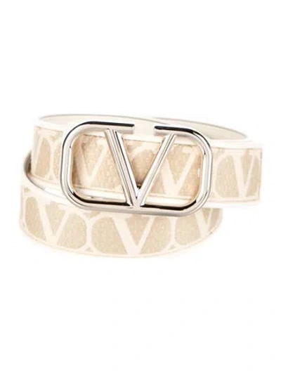 Pre-owned Valentino Garavani Canvas Belt In Neutrals
