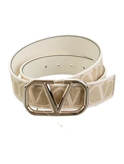 Pre-owned Valentino Garavani Canvas Belt In Neutrals