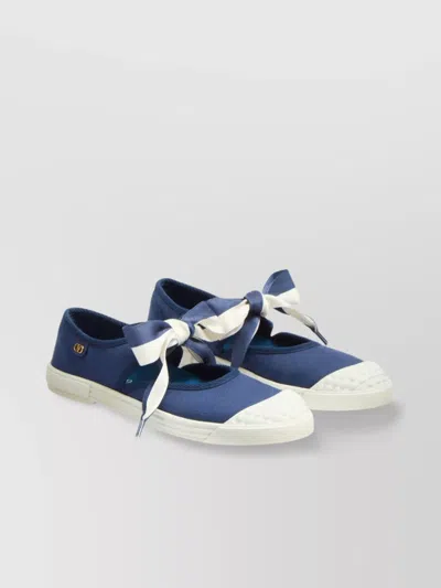 VALENTINO GARAVANI CANVAS BOW LACE BALLERINA