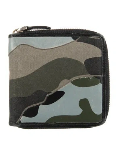 Pre-owned Valentino Garavani Canvas Camouflage Print Wallet In Blue