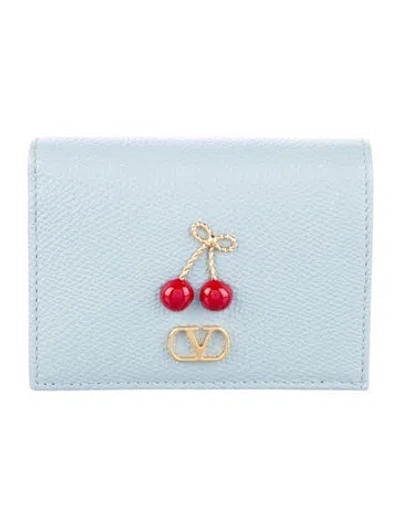 Pre-owned Valentino Garavani Canvas Coin Pouch In Blue